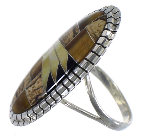 Southwest Sterling Silver Multicolor Jewelry Ring Size 5-3/4 YS59165